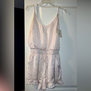 NWT boutique champagne/beige silky romper M.